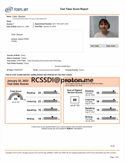 TOEFL certificate online without exam